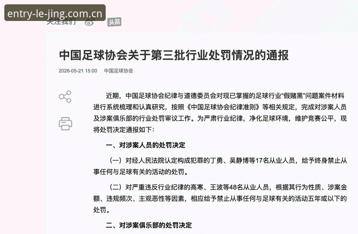 乐竞手机版下载2026最新版本 中国足协第三批禁足名单最新动态:65人受罚,终身禁足17人,行业乱象再引震动